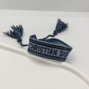 Pulsera De Tela Christhian Dior Azul Oscuro Con Negro Pastel Completa - Imagen 1