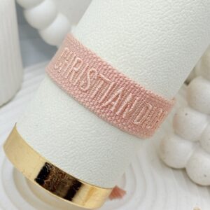 Pulsera De Tela Christhian Dior Rosa Pastel Completa - Imagen 1